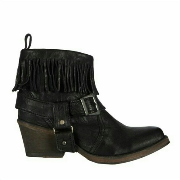 All Saints Shoes - All Saints Bonny Cuban Leather Fringe Booties